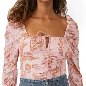 Free People Hillary Printed Top in Pink Combo Sz S